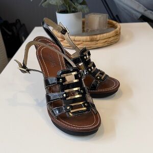 Michael Kors Black and Gold Chunky Sandals